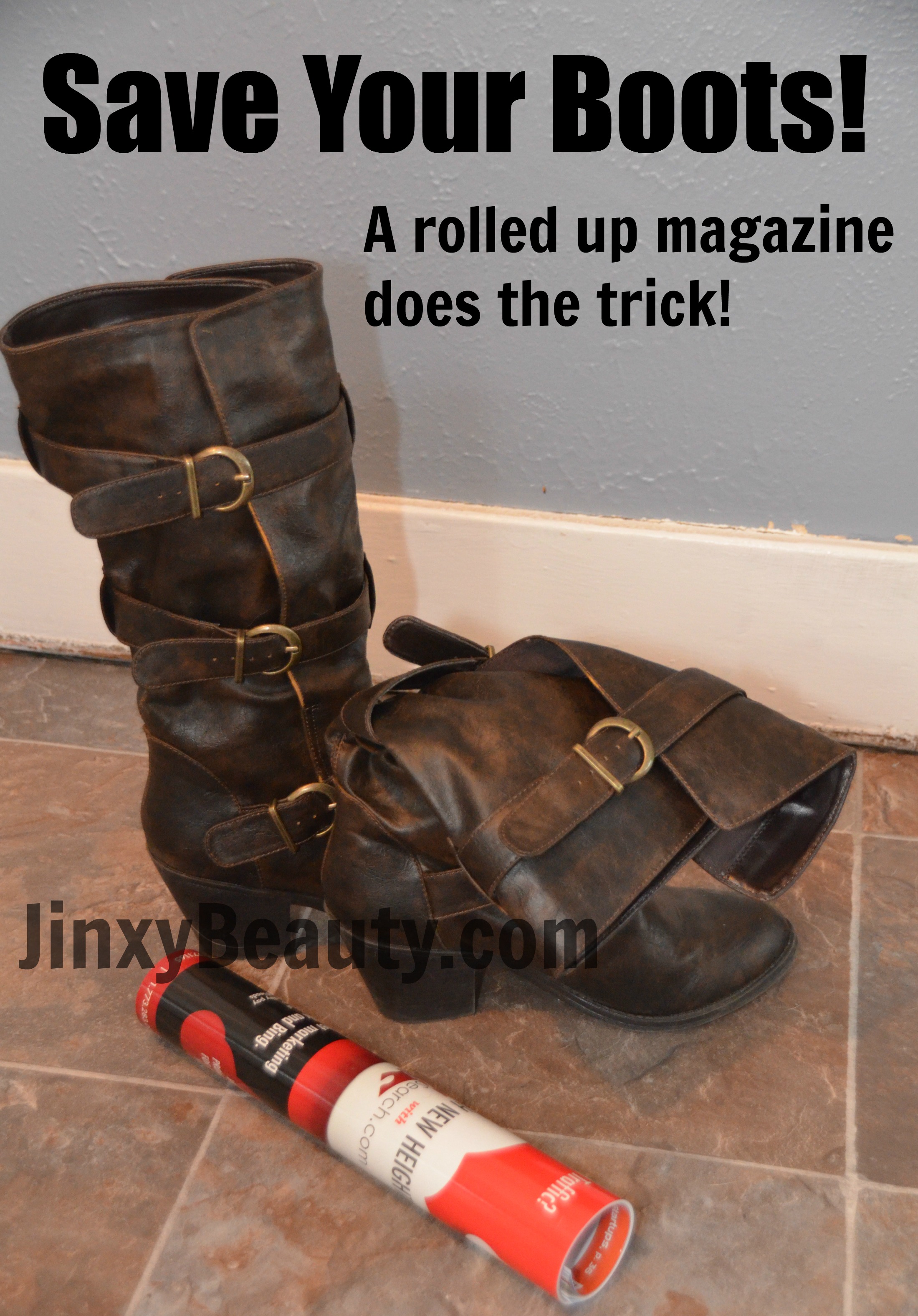 Save your boots with a rolled up magazine for storage.